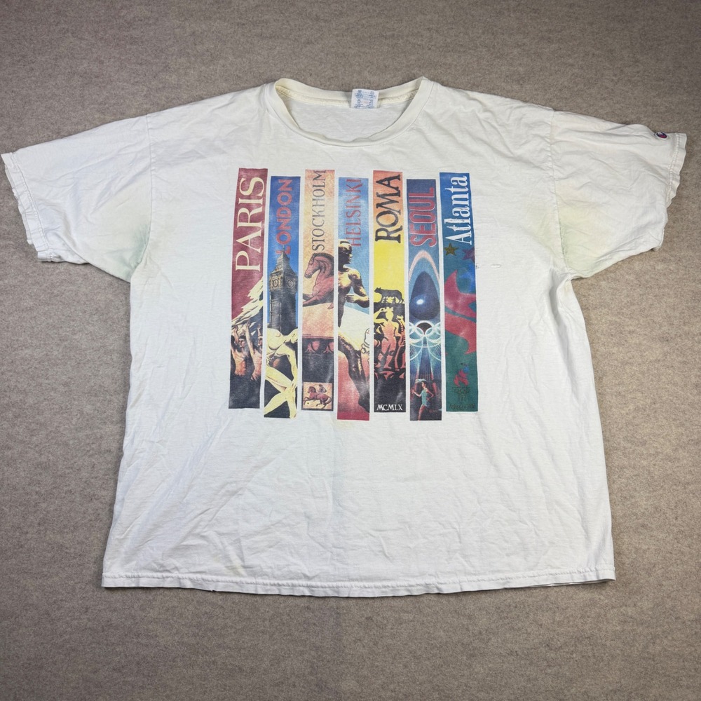 Vintage Champion 1996 Atlanta Summer Games Graphic T-Shirt White XXL